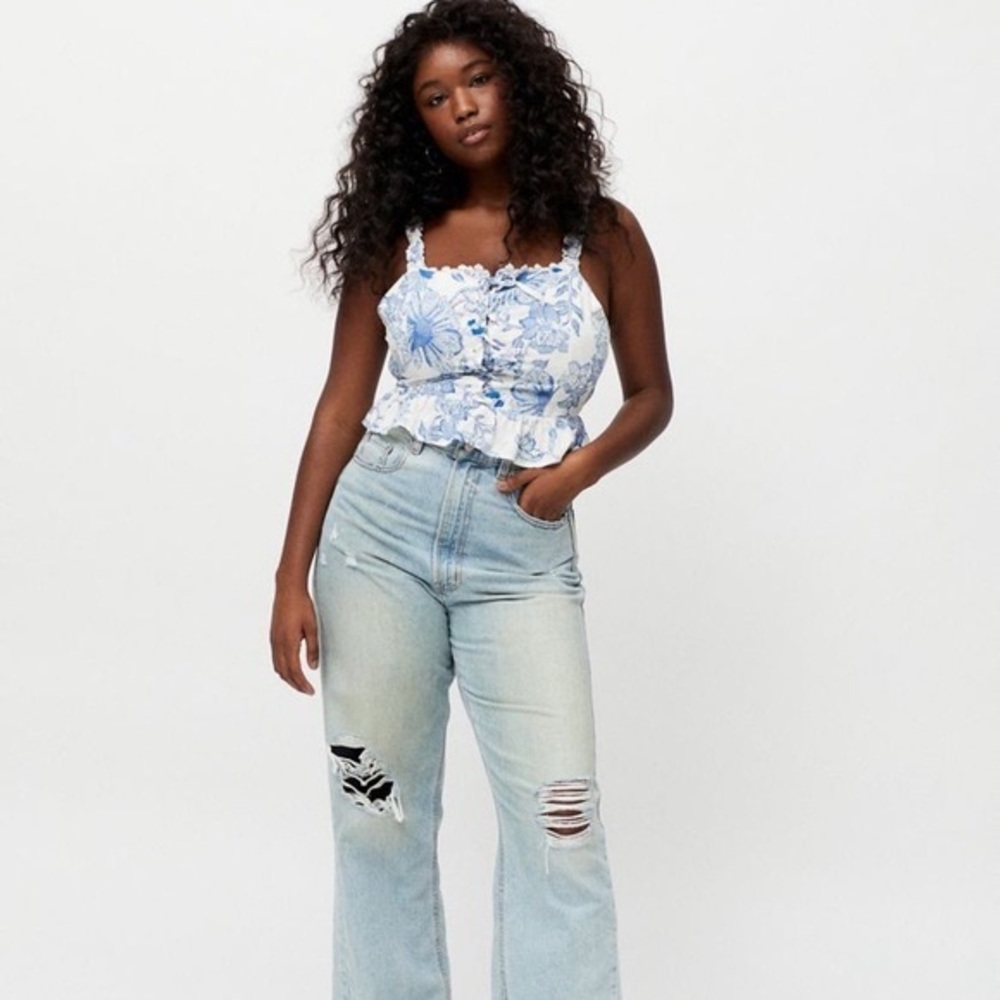 Urban Outfitters blue lace-up crop top